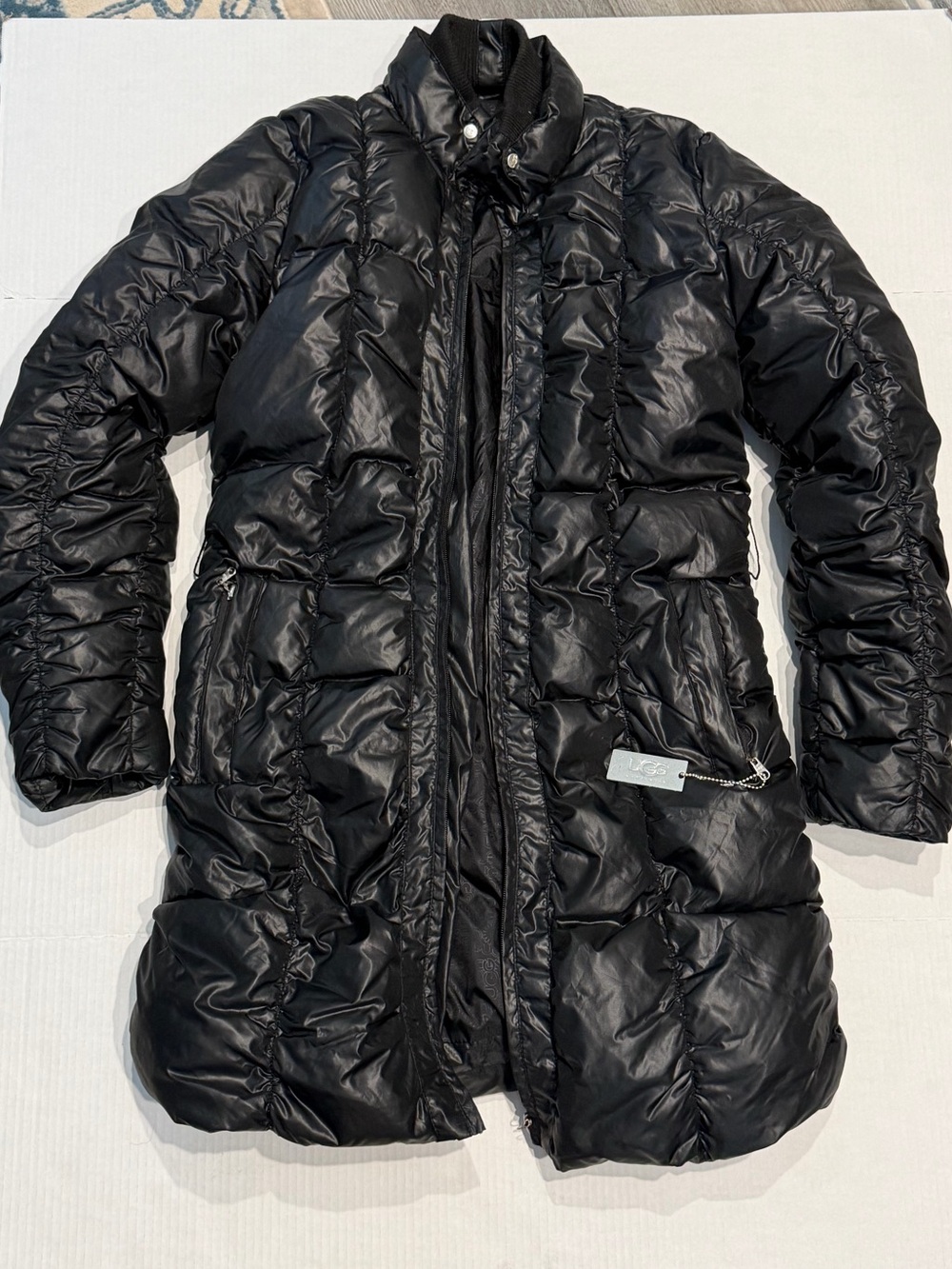 UGG Women Black Large Long Down Puffer/Parka Coat- No Belt- MSRP $550